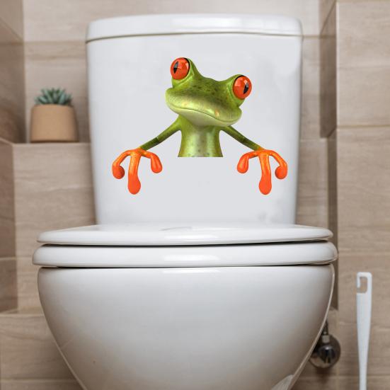 Frog Bathroom Toilet Sticker Waterproof Frosted PVC Material Frog Long-lasting Toilet Decorations Decals