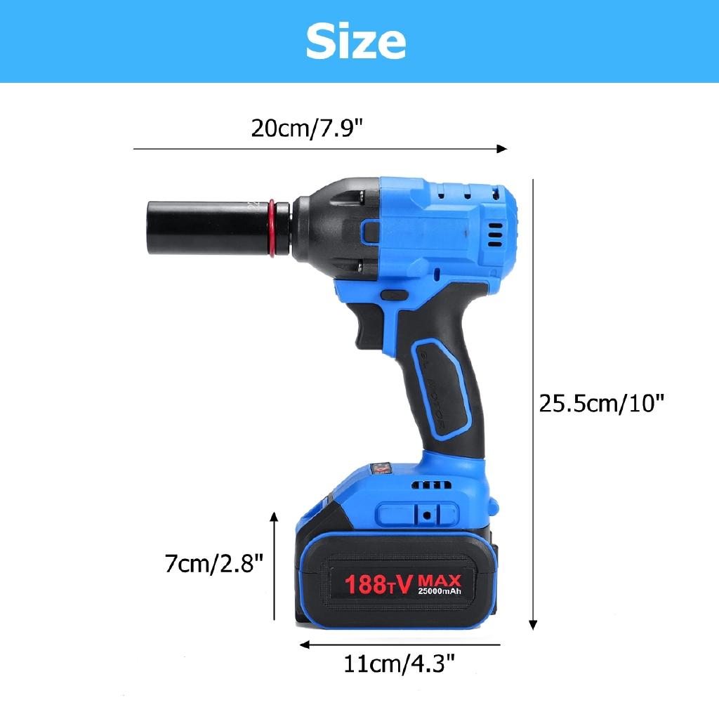 25000mah 530Nm 1/2'' Cordless Impact Wrench Power Driver Electric Wrench Socket Hand Drill Installation Power Tools New