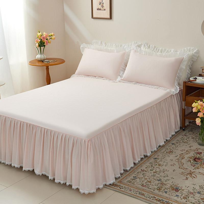 1ks Volán na postel 100% bavlna Přehoz na postel Krajkový styl Přehoz Jednobarevné Ložní prádlo Domácí Potah na matraci falda de cama (Žádný povlak na polštář)
