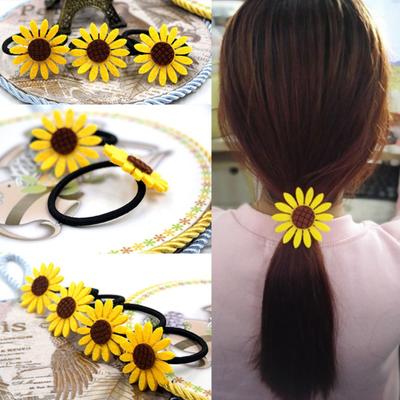 5Pcs Sunflower Elastic Hair Ties Bands Rope Rings Ponytail Holders Girls Women