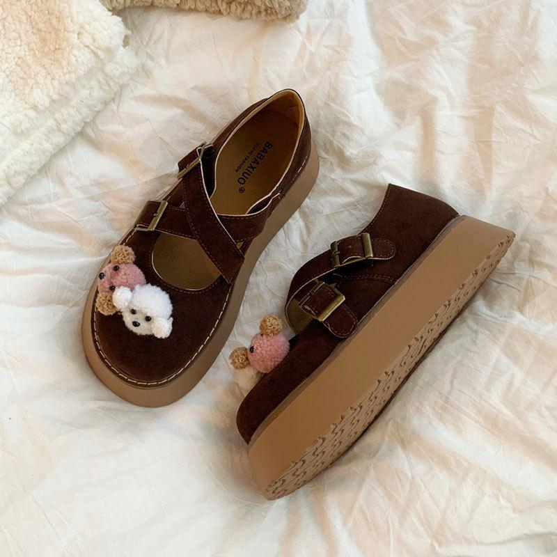 Japanese Cute Puppy Round Head Platform Mary Jane Shoes Women's Spring and Autumn 2025 New Retro Matte Versatile Single Shoes