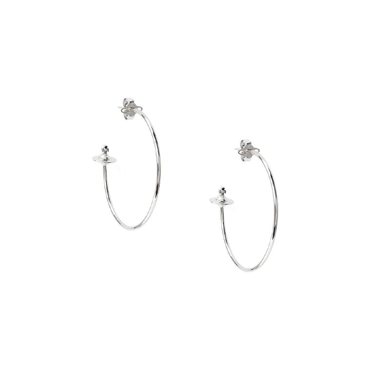 Vivienne Westwood Rosemary Mini Saturn Decorated Hoop Earrings Women earrings Silver 62030020-W004-IM Box