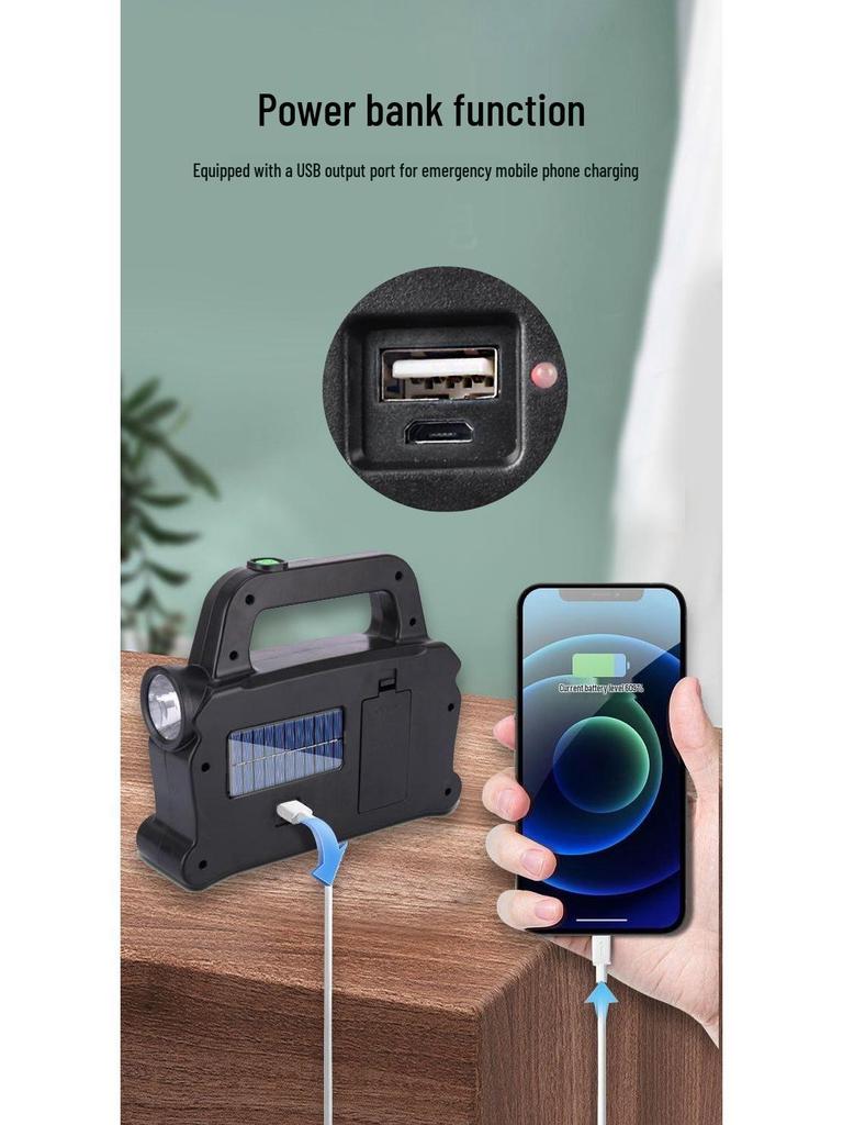 Rechargeable Custom Solar Three-Light Emergency & Camping Spotlight