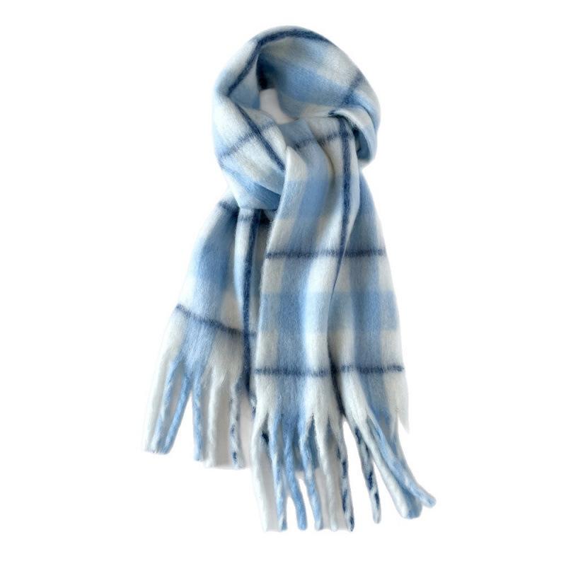 European and American mohair scarf winter thickened versatile shawl scarf wholesale fashion new plaid scarf women's winter