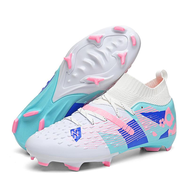 Men s Firm Ground Soccer Cleats High-top Football Cleats FG/AG Professional Training Outdoor Light-Weight Soccer Shoes 41 белый