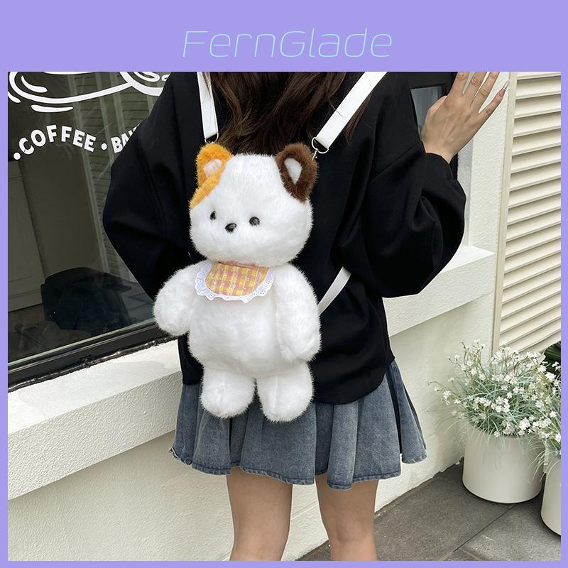 Plush Cartoon Crossbody Bag For Women With Zipper Closure And Nylon Interior For Daily Use