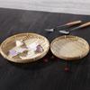 Small Creative Household Mini Round Dustpan Bamboo Woven Dim Sum Tray Candy Snack Tray