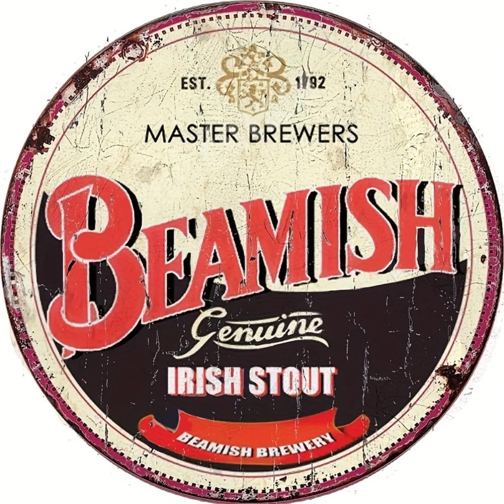 Beamish Irish Stout Vintage Aluminum Sign pc Round Pub Decor Durable Waterproof Man Cave Wall Hanging 20x20cm(8x8inch)