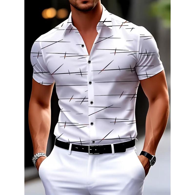 Men S Long Sleeve Turn Down Collar Shirt 3d Digital Print Casual