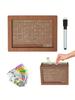 Wooden piggy bank with a large capacity for 161 days. The piggy bank only has access to DIY digital texture coin storage box