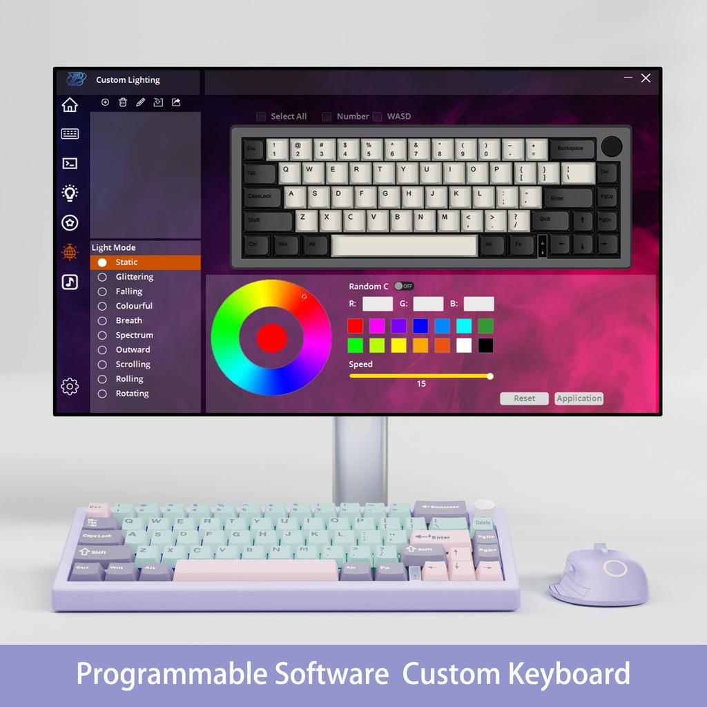 BOYI Mechanical Gasket Mount Hot Swappable Wireless South Facing Cherry Profile PBT Keycaps Linear Lubricated Switch Custom Gaming Keyboard GMK67-65%