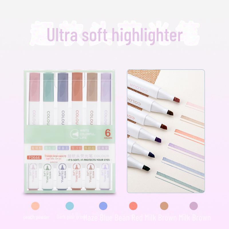 

Флуоресцентная ручка с мягкой треугольной головкой — безопасный для глаз маркер для студентов и проектов «сделай сам» Slanted Tip