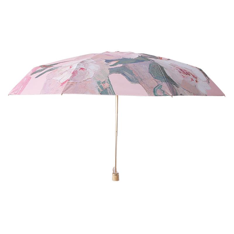 The new hand-opened double-layer vinyl parasol is 50% off, and the sunscreen umbrella is small, fresh and rainy.