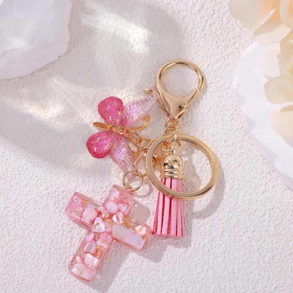 Tassel Butterfly Keychain Sequin Bag Hanging Fashion Cross Pendant Keychain Gifts