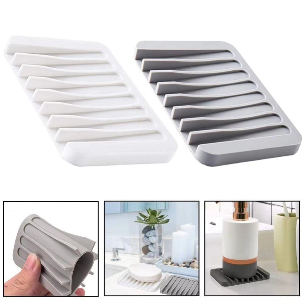 2Pcs Self Draining Soap Container Creative Soap Plate Soap Saver Tray  Bathroom Accessories
