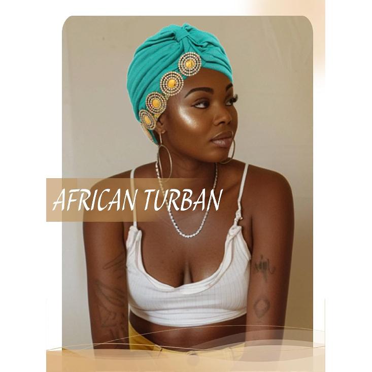 Headwrap Hair Turbans African Turban Flower Pearl Crystal Twisted Head Turban for Women Fashion