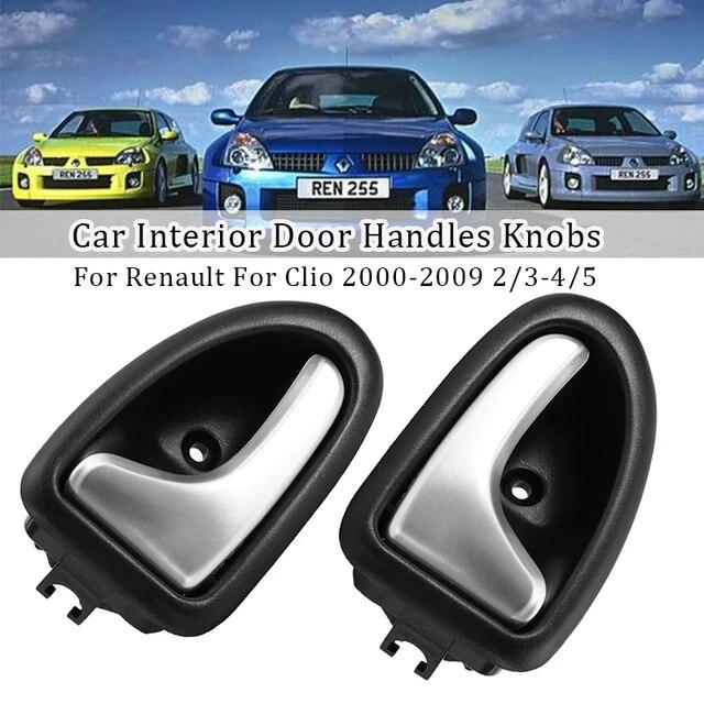 Car Inside Inner Door Knob Interior Door Handle Left Right Fit For Renault For Clio 2000-2009 2/3-4/5 Doors Silver Matte Handles