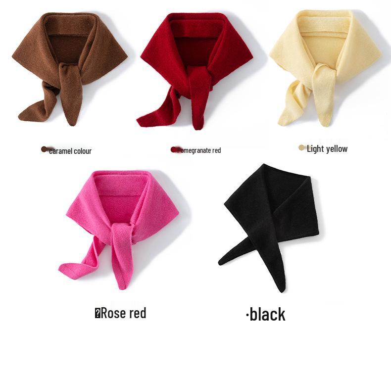 100% Pure Cashmere Women's Triangle Scarf - Solid Color, Autumn/Winter Versatile Knit Warmth