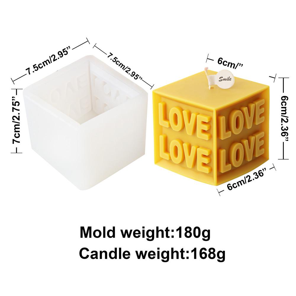 

1PC 6*6CM Geometric Cylindrical Cube Silicone Candle Mold Letter LOVE Relief Soap Gypsum Resin Moulds Valentine S Day Wedding