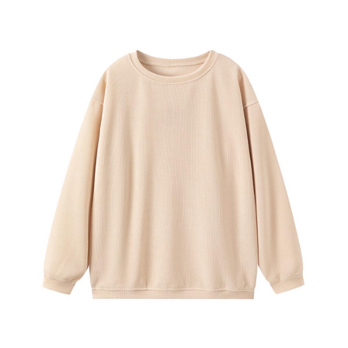 

Осень и Зима Удобный Повседневный Пуловер Свободный Круглый Вырез Модная Толстовка с Длинным Рукавом для Женщин S абрикосовый