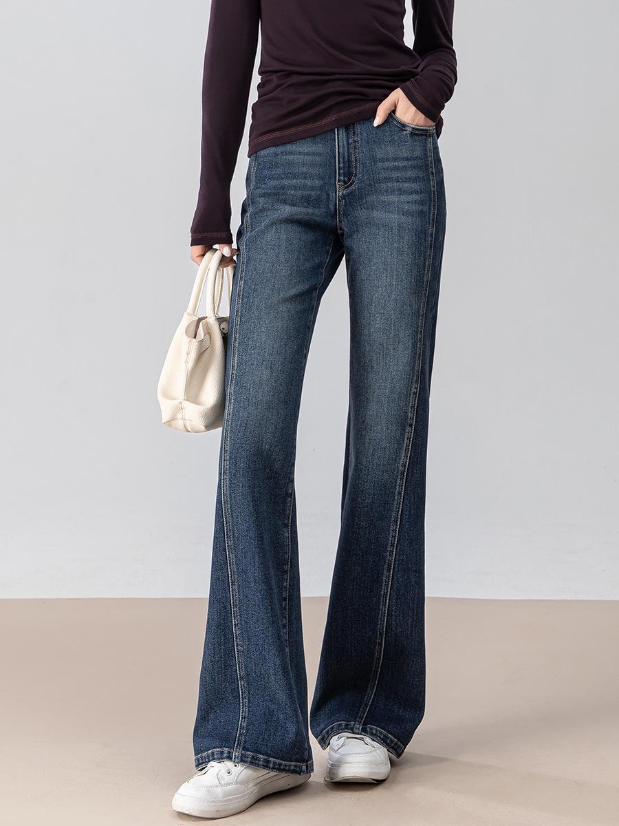 Yi Fei High Waist Tencel Cotton Bootcut Jeans - Women s Autumn Slim Fit 30