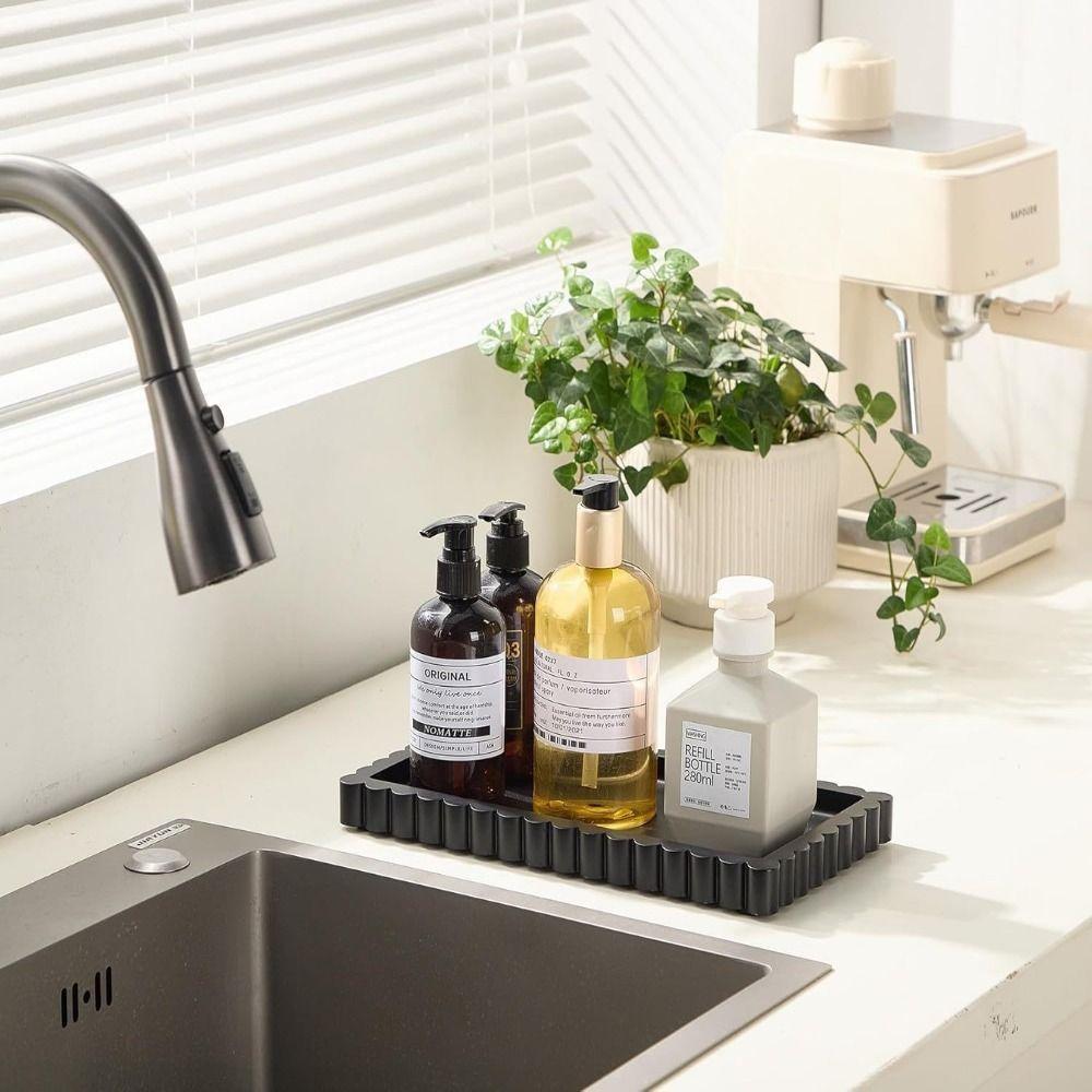 Serving Tray Silicone Candle Holder Tray Wavy Square Table DecorationTrays Multi-purpose Washable Trinket Holder Coffee Table