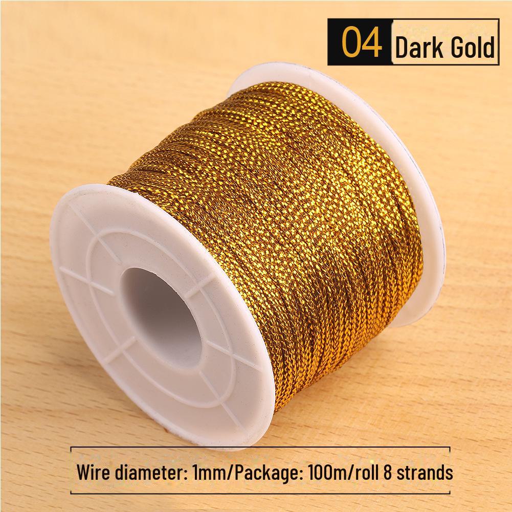 Cordon Cutie Cadou din Fir Auriu și Argintiu Țesut Manual - 8 Fire, Non-Elastic, 1mm