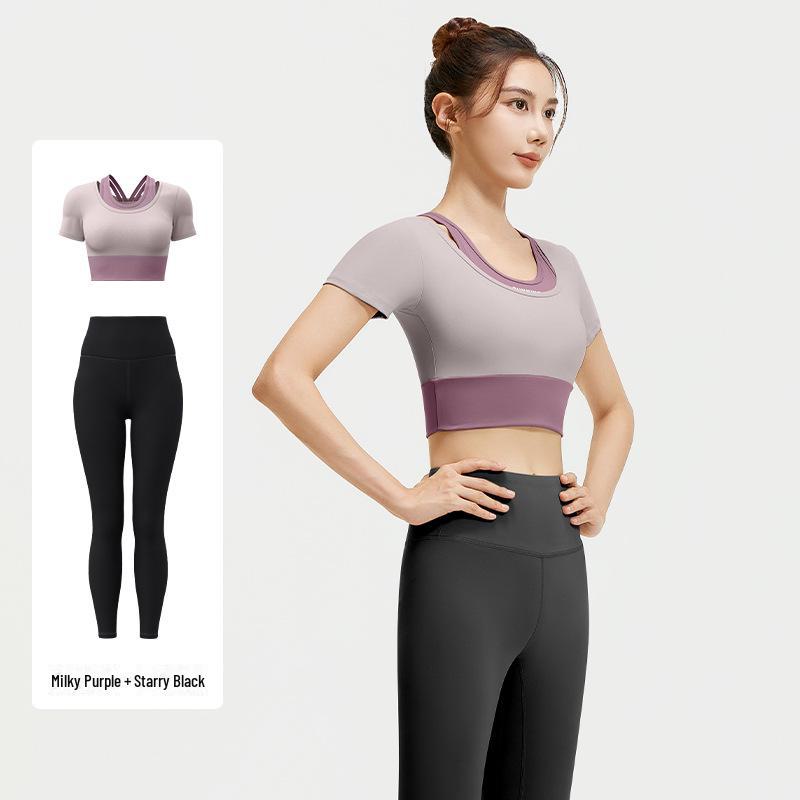 Juyitang Two-in-One Colorblock Yoga Suit - Bra-Free Fitness Apparel