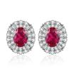 2024 Rose Red & Blue-Green Diamond Women's Sterling Silver Stud Earrings - Exquisite, Versatile & Unique Design
