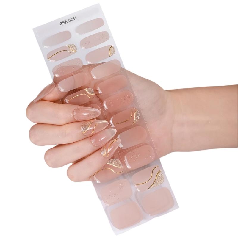 Quickly dry SelfAdhesive Nail Art Stickers Soft Waterproof Materials Gel Nail Strips For Daily Use And Special Occasions