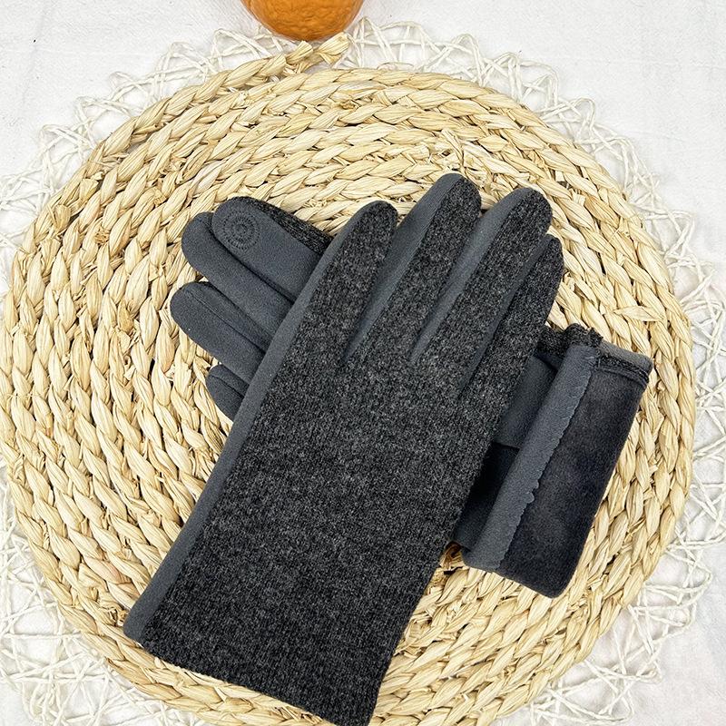 

Knitted Touch Screen Gloves Men S Warm Thickened Fleece Riding Driving Gloves темно-серого