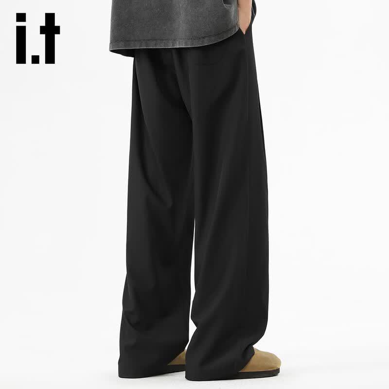izzueit Men's Ice Silk Straight-Leg Casual Pants