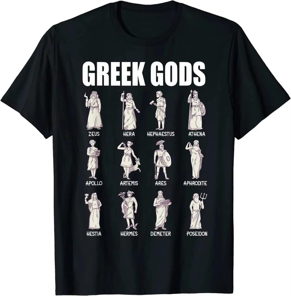 Casual Harajuku Tee Greek Mythology Greek Gods T-Shirt Cotton O-Neck Short Sleeve Casual Mens Streetwear Oversized Loose Unisex