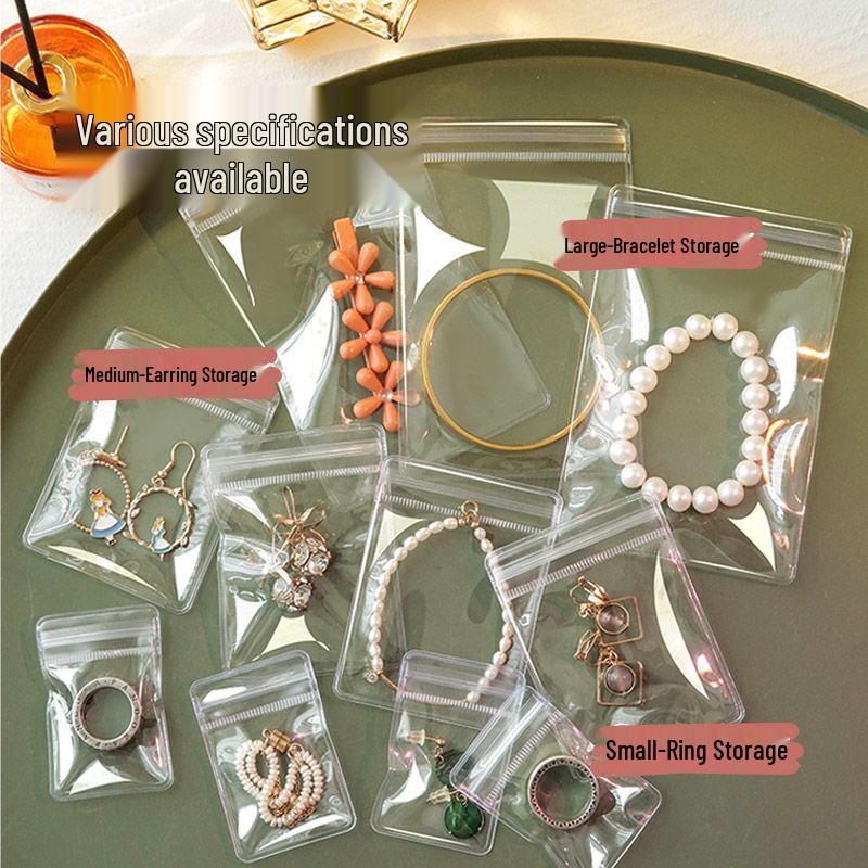 Self-Sealing Transparent PVC Jewelry Storage Bag for Earrings and Bracelets