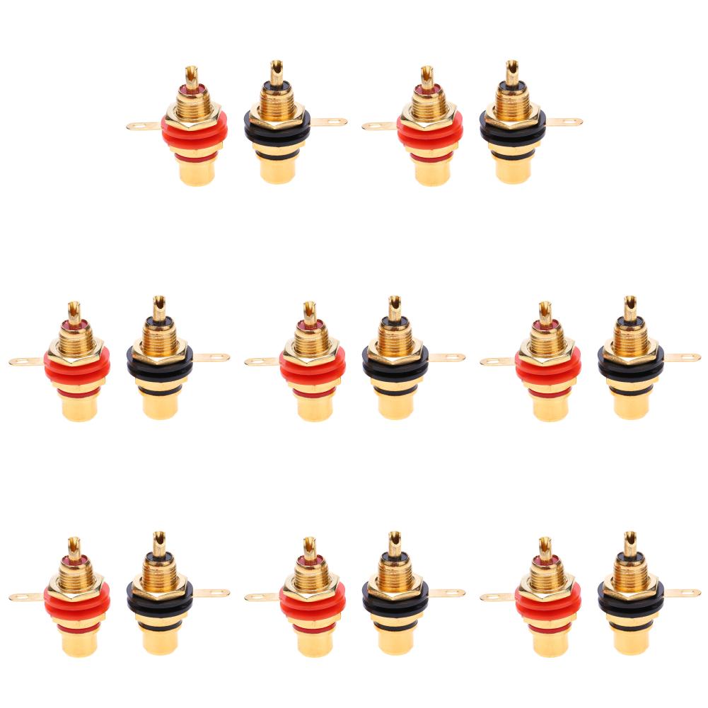 2-16pcs Chassis Panel Mount Adapter Zinc Alloy Gold Plating Female RCA Jack Connector Accessories RCA Female Plug Audio Socket