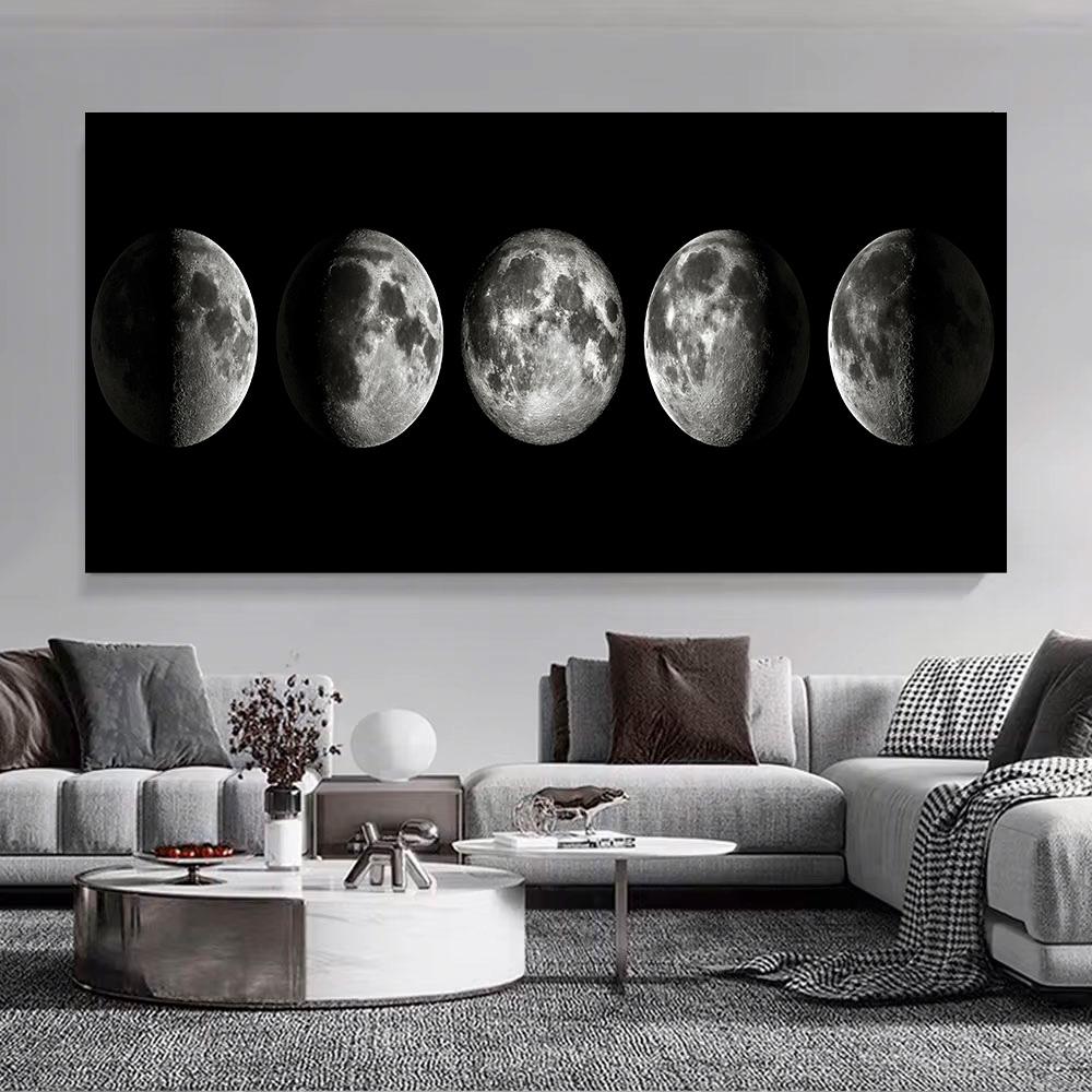Moon Black And White Photography Bedside Decorative Painting, Canvas Poster, Modern Art, Ideal Gift For Bedroom Living Room Corridor, Wall Art,