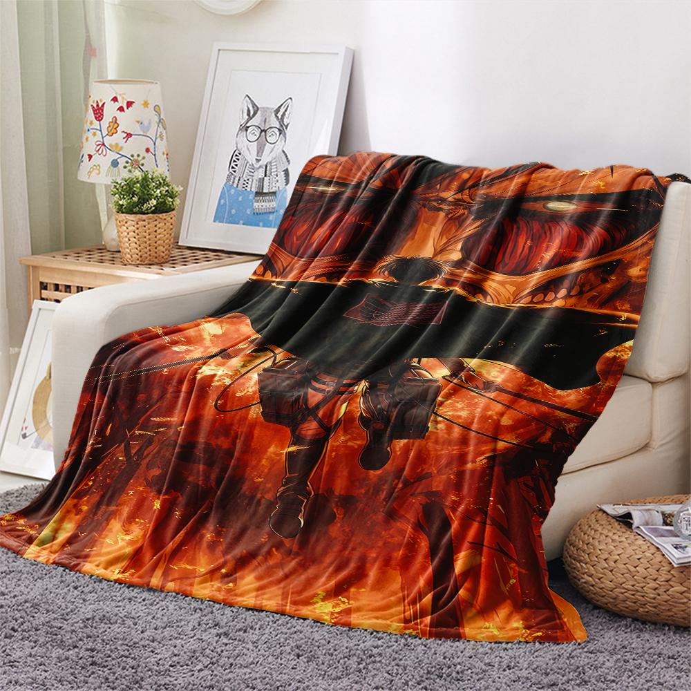 1PC Attack On Titan Print Flannel Blanket, High Quality All Seasons, Home Decor, Warmth and Comfort, Perfect for Christmas Gifts