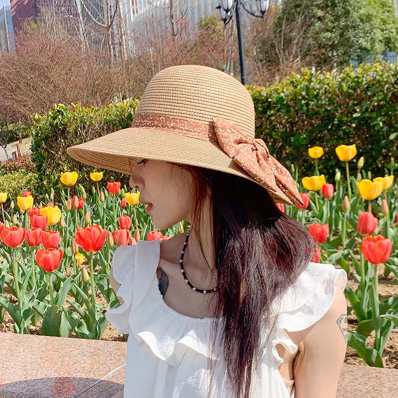 Elegant French Retro Straw Sun Hat for Women - Breathable, Wide Brimmed Beach Cap with Bowknot Design Outdoor Accessories|Elegant French Style