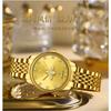 Women Quartz Wrist Watch Bee Dial Rhinestone Decor Date Window Elegant Stainless Steel Wristwatch