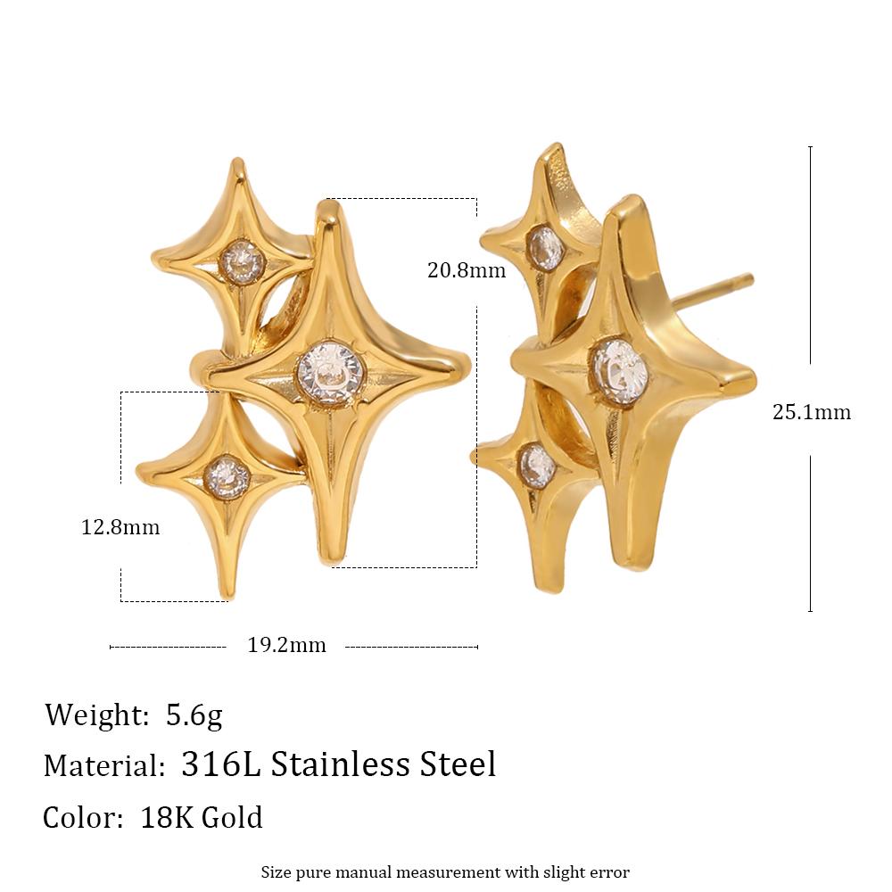 

MamacitaSlay 316L Stainless Steel Zircon Multi Layer Star Earrings 18K Gold Plated High Quality Jewelry Women s Charm Earrings золотой