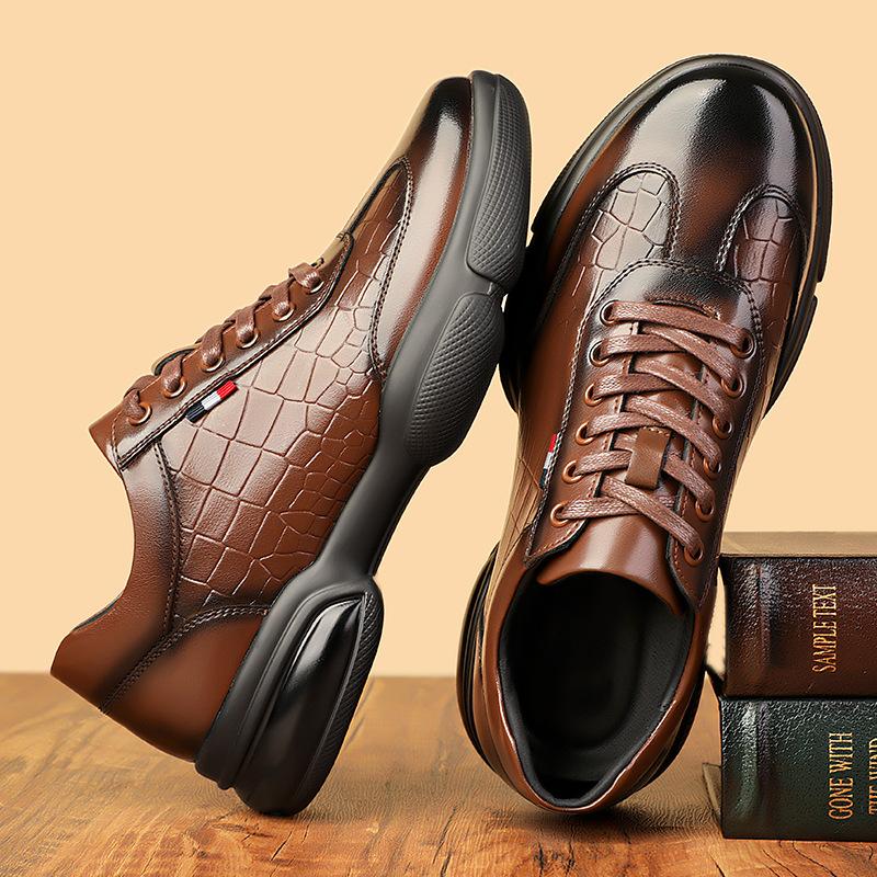 Neue Herren Freizeitsport-Schuhe aus Rindsleder Mode Bequeme Klobige Sneaker