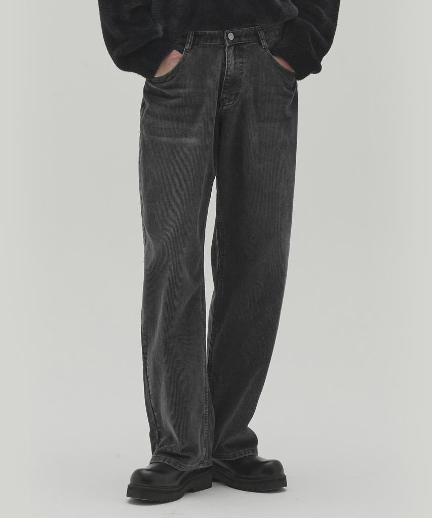 Sekeonmonollogeu Pigment Brush Corduroy Wide Pants Dark Gray_Sept029Dgray