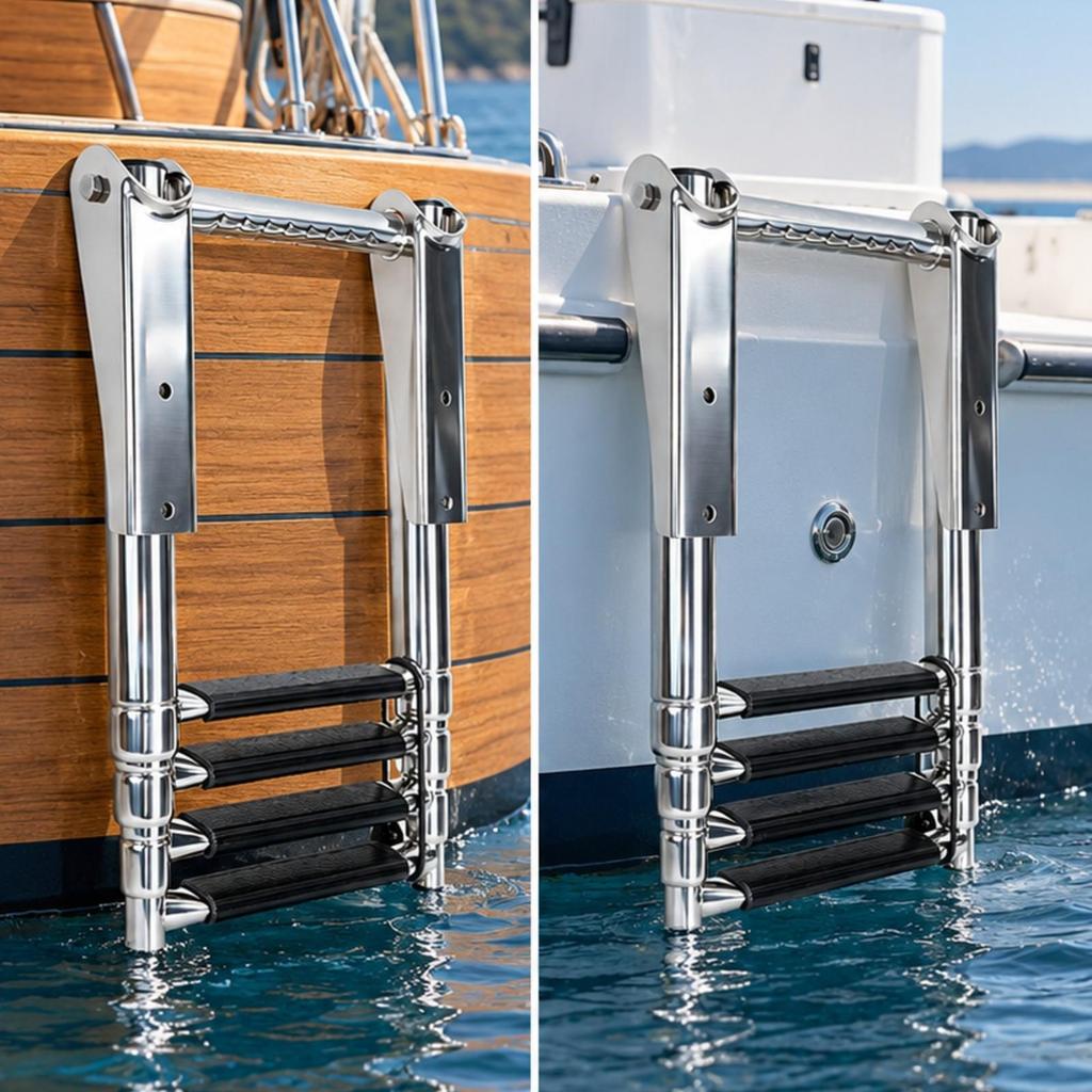 Marine Boarding Ladder Mirror Polished with AntiSlip Steps Saltwater Resistant for