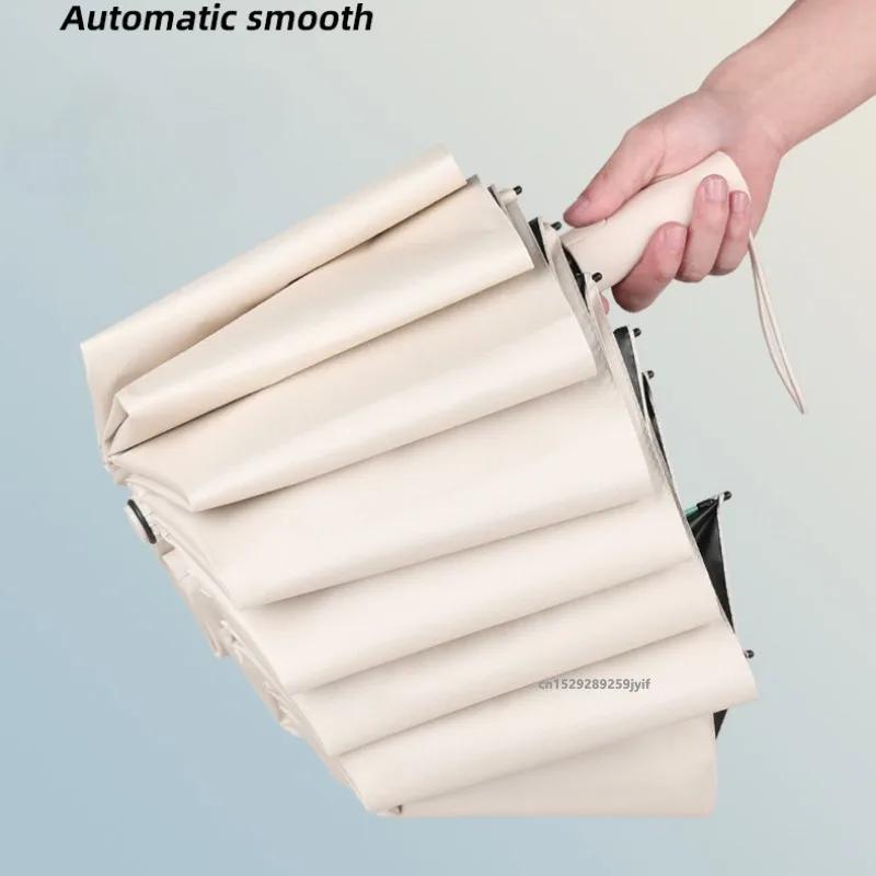 60 Bone Wind Resistant Reinforced Automatic Umbrella for Men Rain and Shine Dual Purpose Sunshade UV Blocking Sun Umbrellas