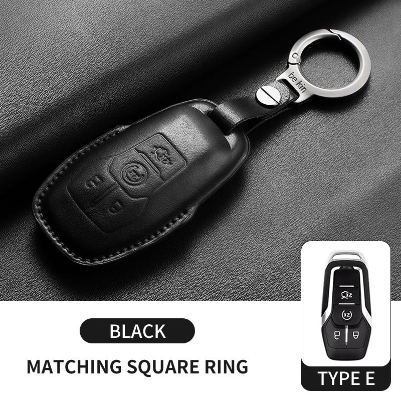 Leather Car Key Case Cover For Ford Focus Explorer Edge Mustang Fusion Mondeo Kuka Escape F250 F350 F450 F550 Galaxy Auto Parts