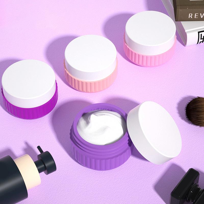 1/4Pcs Toiletry Travel Container Silicone Refillable Cream Jar Travel Container With Transparent Bag Leak Proof Travel Accessory
