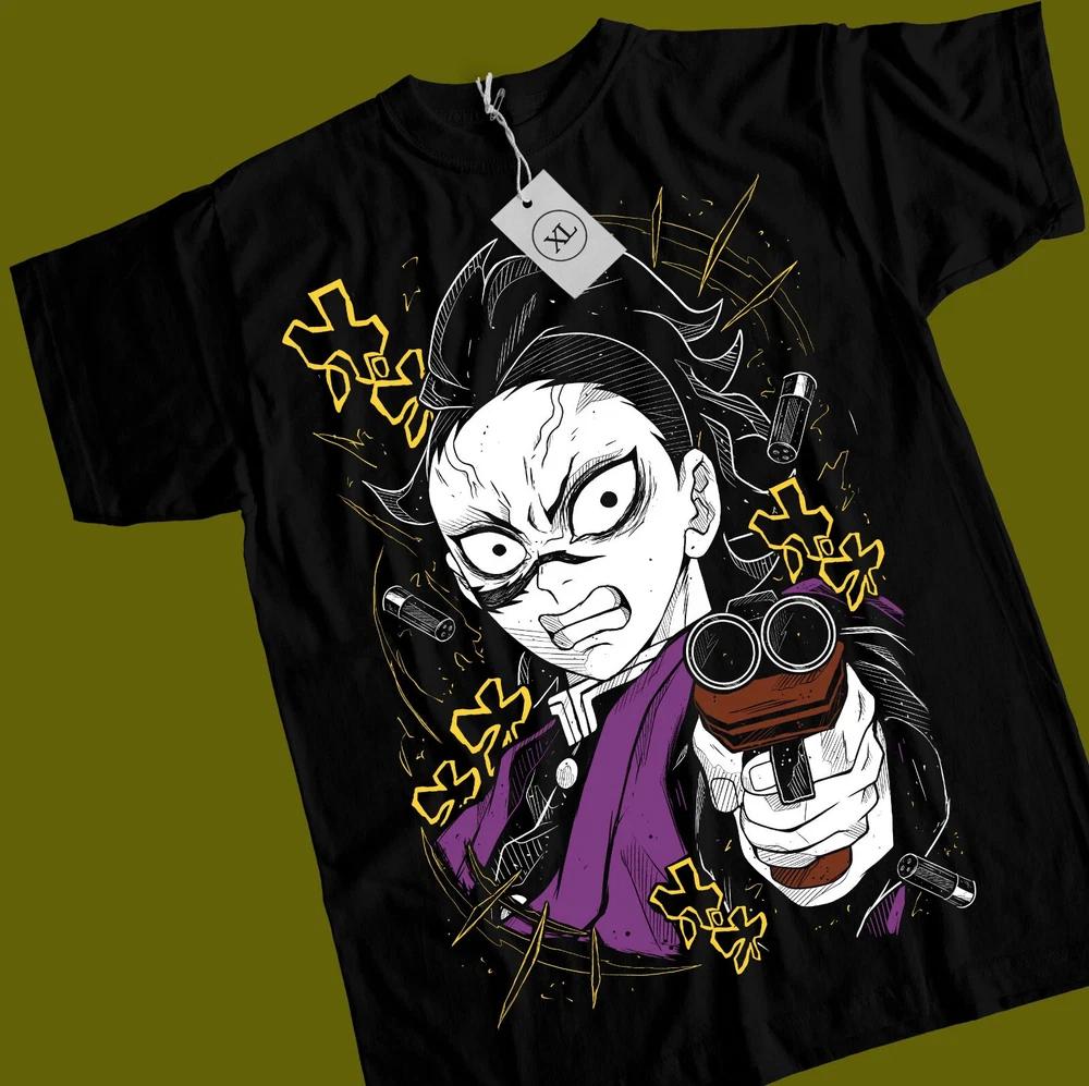 Anime Genya Shinazugawa Demon Slayer Black Tshirt S