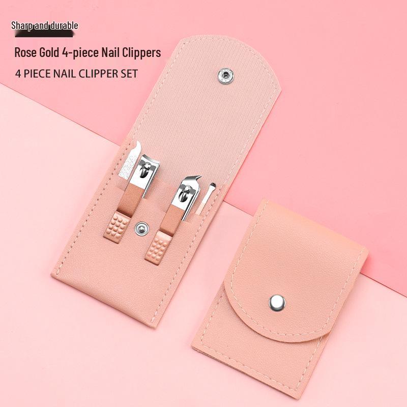 Stainless Steel Rose Gold Nail Clipper Set for Men & Women - Portable 7-24 Piece Household Kit