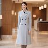 Teluoman Women's Elegant Grey Wool Blend Coat