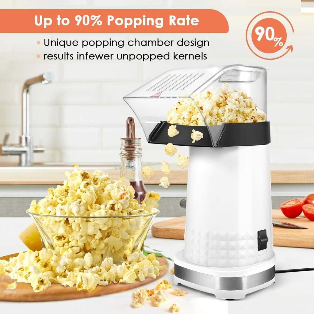Hot Air Popcorn Maker Machine, 1200W Fast Making Electric Popcorn Machine with Measuring Cup and On/Off Switch, BPA Free, Oil-Free, ETL Certified 90%